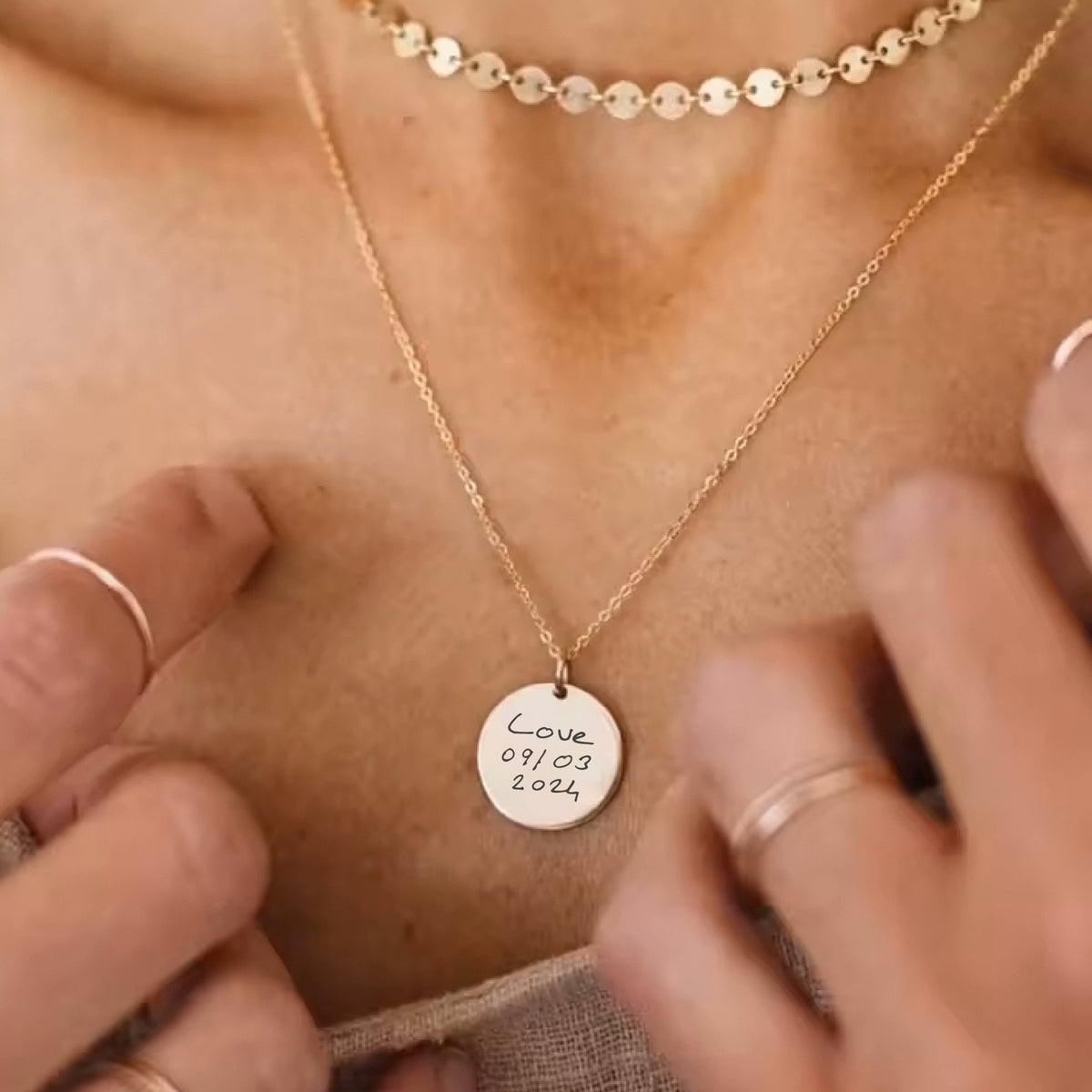 Mothers Day Gift Necklace, Custom Handwriting Stainless Steel Jewelry, Personalized Mom Gift, Birthday Gift for Her, Gift for Women