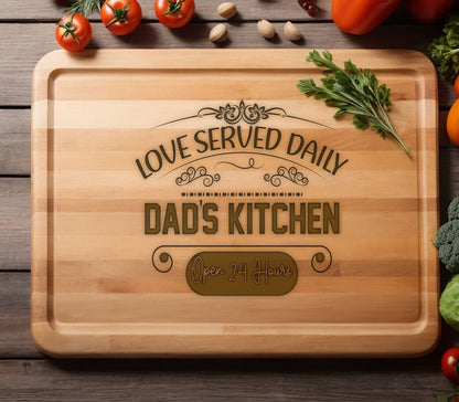Dad's Kitchen Cutting Board, Fathers Day Gift, BBQ Gift for Men's Birthday, Charcuterie Board Cutting Board, BBQ Board, Best Dad Ever Gift