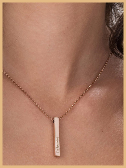 I'm Speaking Pendant, Kamala Harris Necklace, I'm Speaking Necklace, Vertical Bar Necklace, Mother's Day Gift, Kamala Jewelry