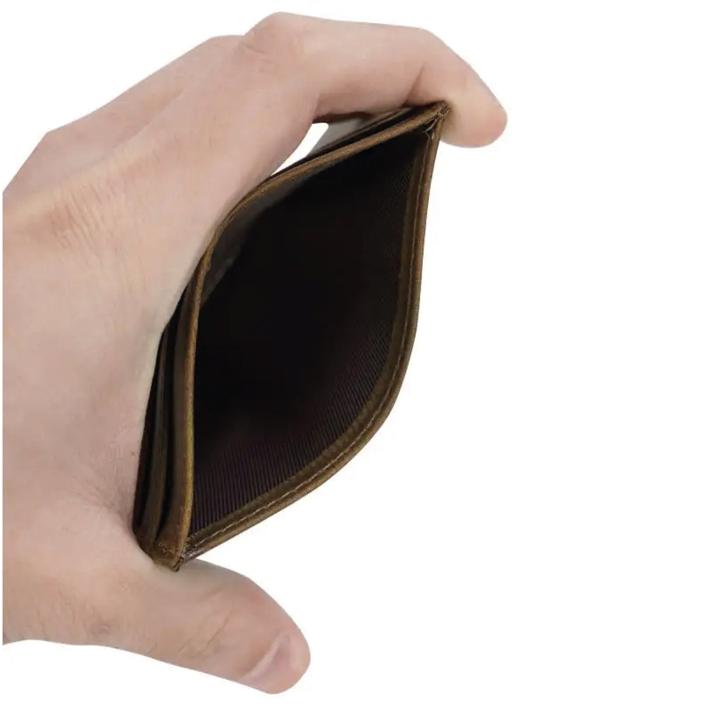 Leather Card Holder, Fathers Day Gift, Personalized Slim Wallet, Valentine Gift Custom Slim Front Pocket Wallet, Minimalist -DARK BROWN