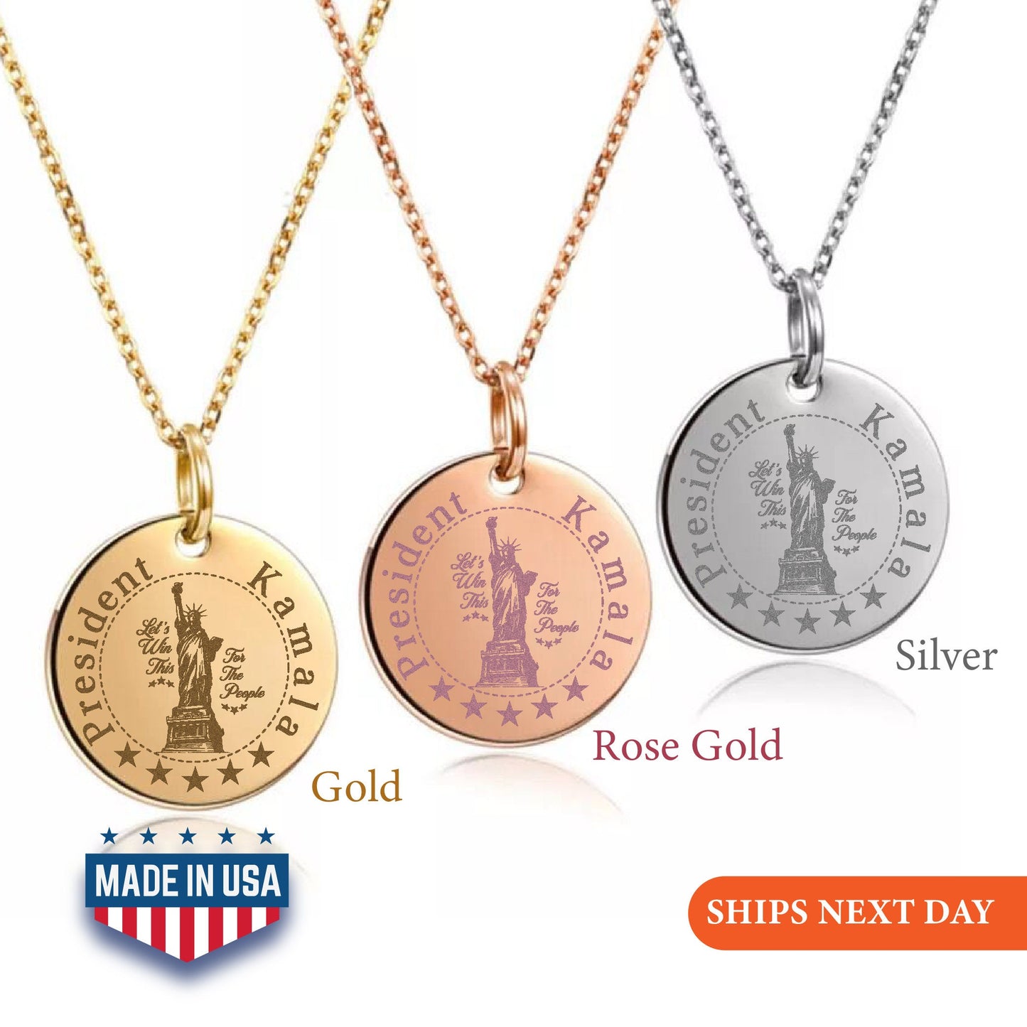 Kamala Statue of Liberty Necklace, 2024 President Kamala Harris Necklace, Kamala Freedom, US Elections 2024 Necklace, Kamala Jewelry