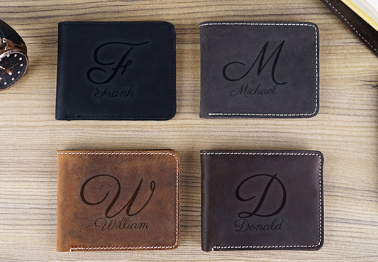 Personalized Gift Men's Wallet for Christmas, Bifold Wallets for Men, Engraved Genuine Leather, Fathers Day Wallet, Anniversary Gift For Him