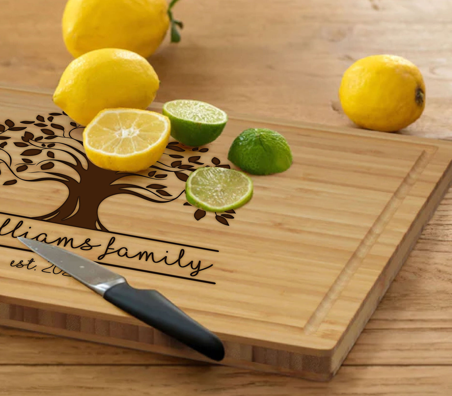 Custom Family Bamboo Cutting Board, Christmas Gift, Personalized Bamboo Cutting Board, Wedding Gift Cutting Board, Cutting Board Gifts