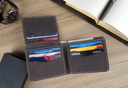 Custom Leather Wallet for Men, Slim Wallet, Bifold Wallets for Men, Engraved Genuine Leather, Father's Day Wallet, Anniversary Gift For Him