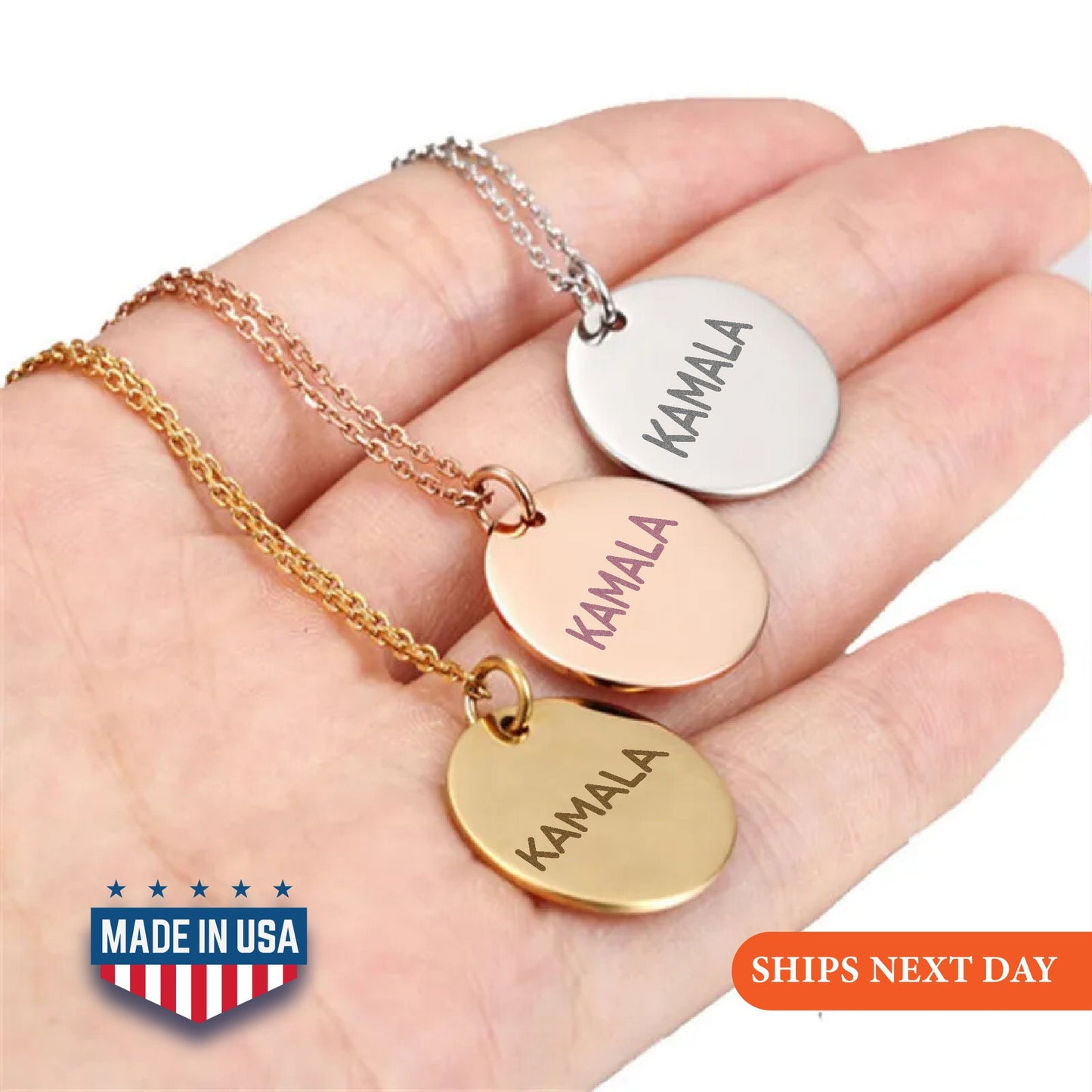 President Kamala Harris 2024 Necklace, Kamala Jewelry, Kamala Necklace, US Elections 2024 Necklace, Gift Initial Disc, Democrat Party