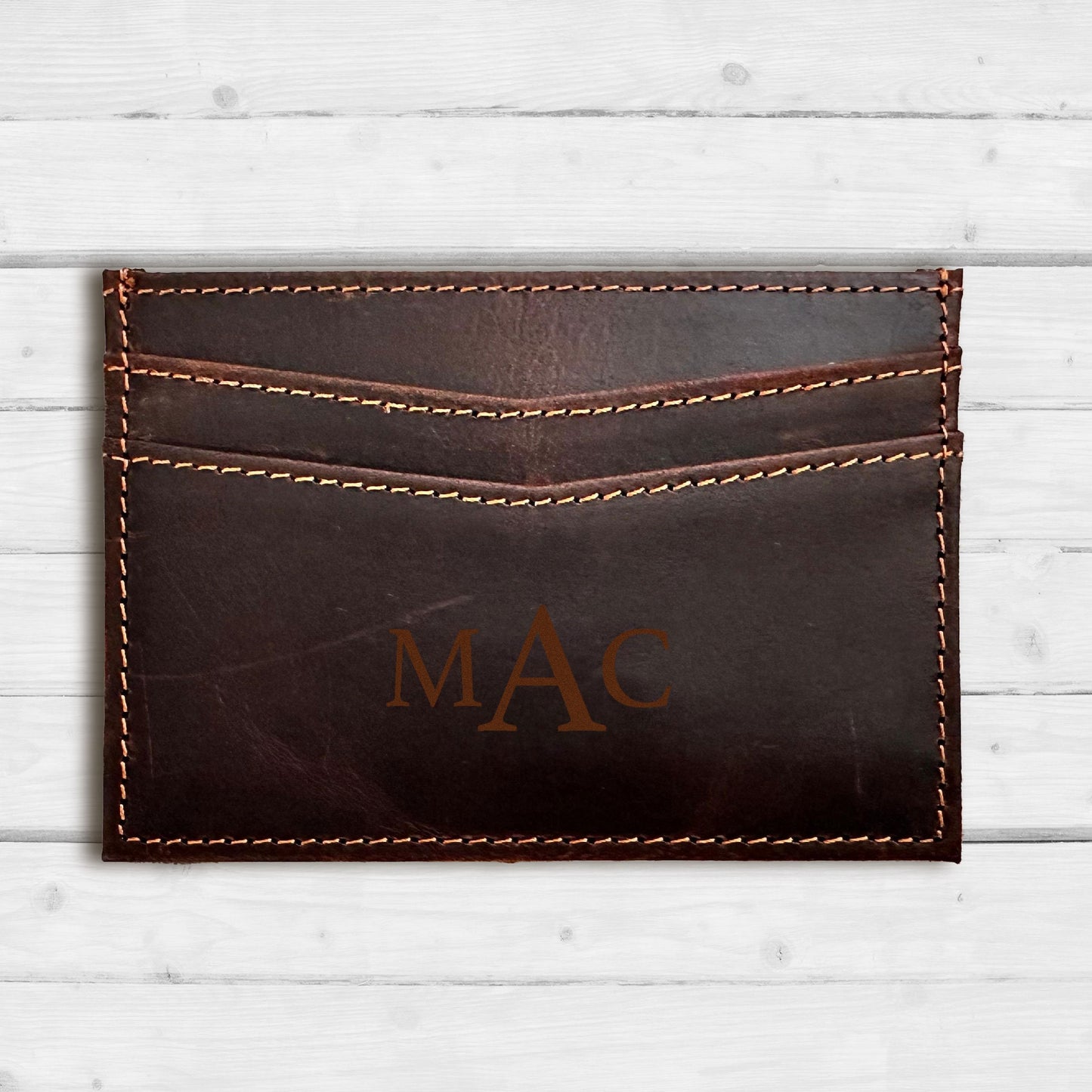 Men's Leather Small Card Wallet, Monogram Leather Card Holder, Leather Card Holder, Minimalist Card Holder, Engraved Minimalist Wallet, RFID
