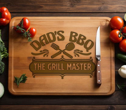 Dad's BBQ Cutting Board, Fathers Day Gift, BBQ Gift for Men's Birthday, Charcuterie Board Cutting Board, BBQ Board, Grill Gift for Dad