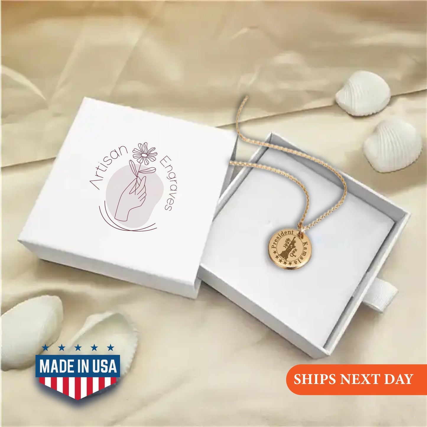 Kamala Statue of Liberty Necklace, 2024 President Kamala Harris Necklace, Kamala Freedom, US Elections 2024 Necklace, Kamala Jewelry