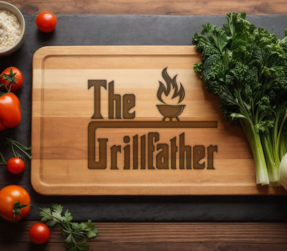 The Grillfather BBQ Bamboo Board for Men, Custom Dad Birthday Gift, Father Gift For Daughter, Custom Dad Birthday Gift, The Godfather Grill