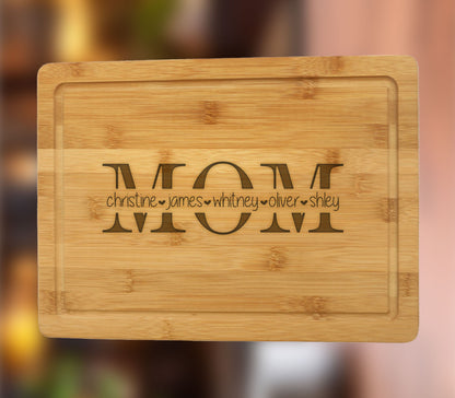 Mother's Day Gift Personalized Board, Family and Housewarming Gift, Mom Cutting Board, Family Name's Cutting Board, Mom Birthday Gift