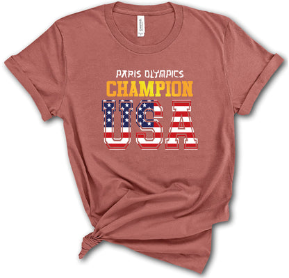 Champion USA T-Shirt, Paris Trip Shirt, Olympic T-Shirt, Sport Tee, Summer Olympics T-Shirt