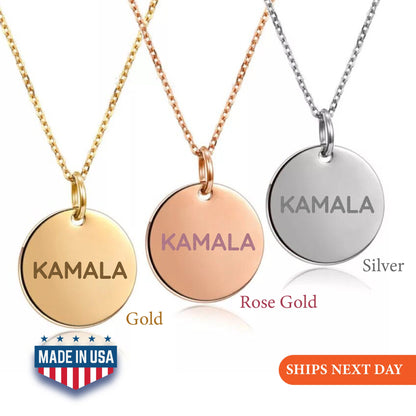 President Kamala Harris 2024 Necklace, Kamala Jewelry, Kamala Necklace, US Elections 2024 Necklace, Gift Initial Disc, Democrat Party