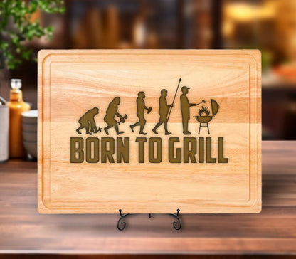 Born to Grill Cutting Board, Gifts for Husband, Griller Gifts, BBQ Gift for Men's Birthday, Charcuterie Board Cutting Board, Serving Board