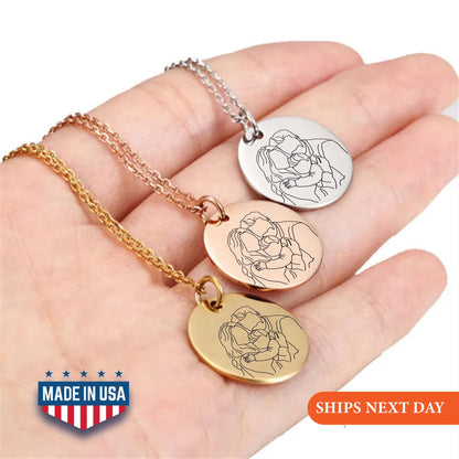 Photo Necklace, Valentine Day Gift, Custom Photo Necklace, Necklace For Mom With Kids, Engraved Photo Necklace, Personalized Gifts For Mom