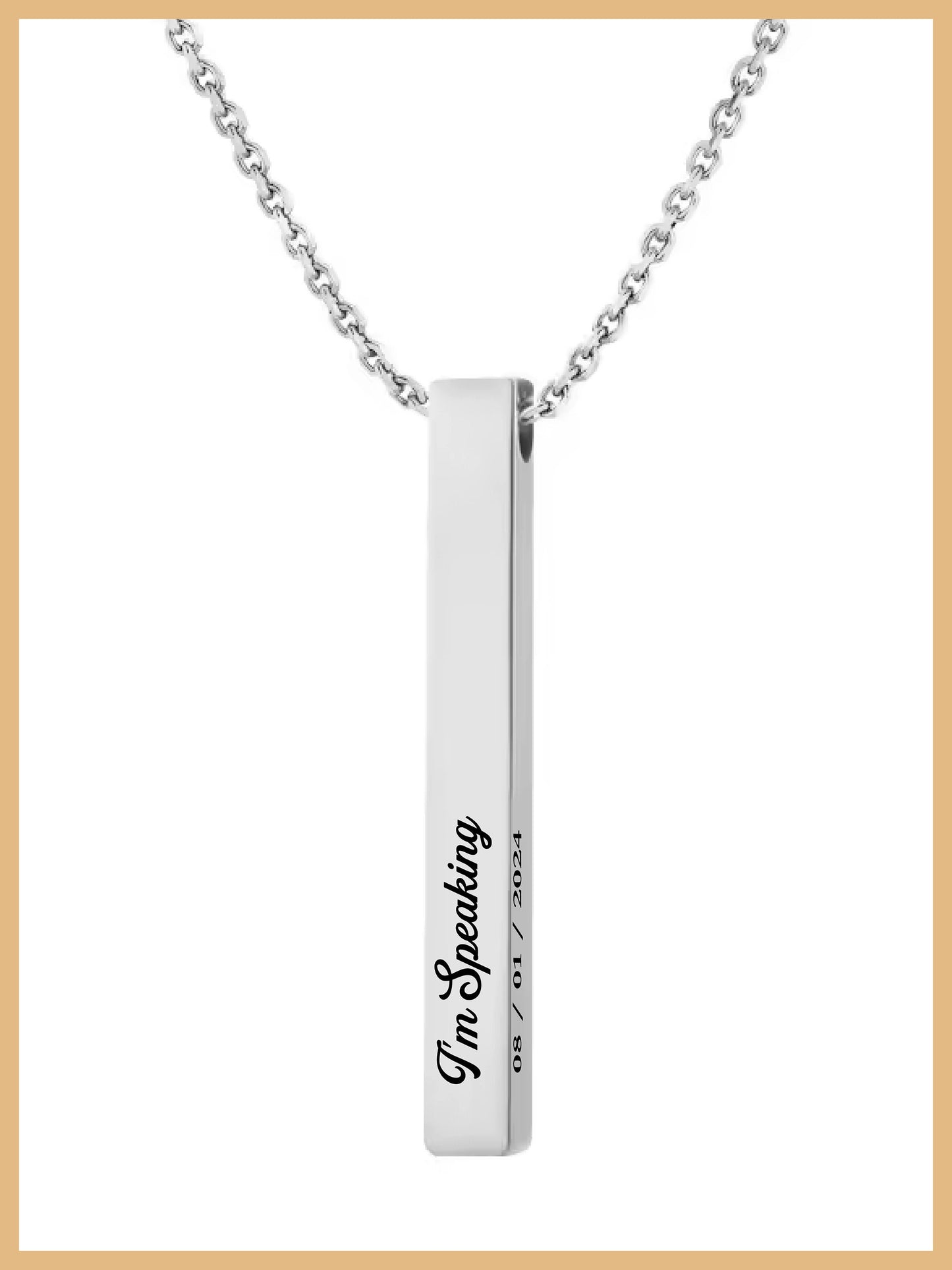 Kamala I'm Speaking Vertical Bar Necklace, I'm Speaking Pendant, Mothers Day Gift, Feminist Necklace, Comma la Jewelry, Christmas Gift