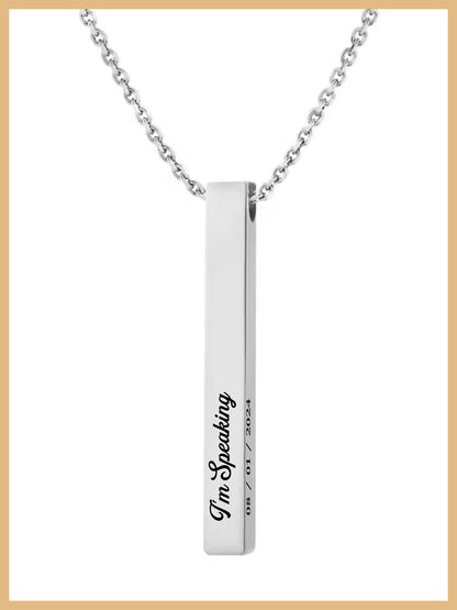Kamala I'm Speaking Vertical Bar Necklace, I'm Speaking Pendant, Mothers Day Gift, Feminist Necklace, Comma la Jewelry, Christmas Gift