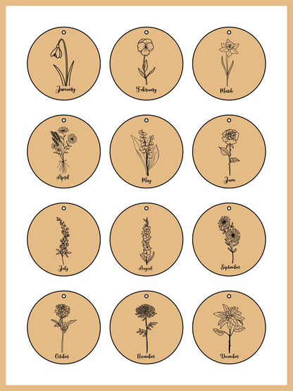 Birth Flower Necklace for Mom, Combined Birth Flower Necklace, Mothers Day Necklace Gift, Personalized Birth Flower Bouquet Necklace