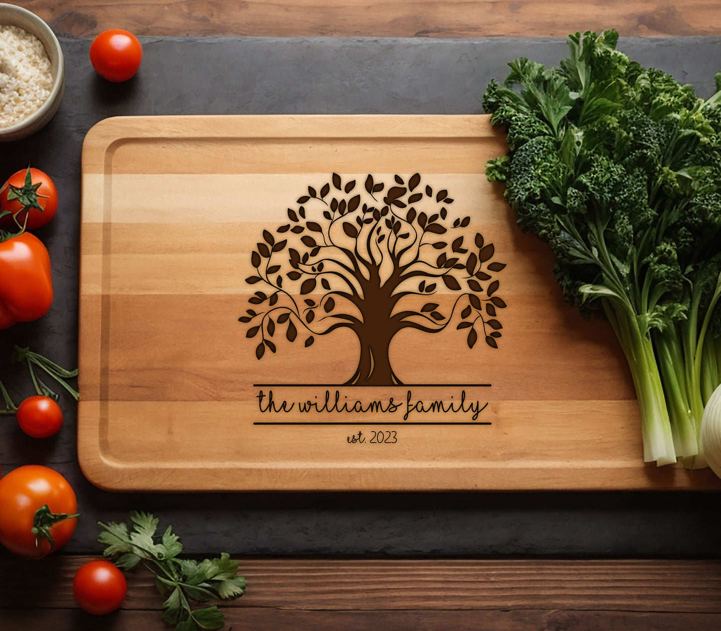 Custom Family Bamboo Cutting Board, Christmas Gift, Personalized Bamboo Cutting Board, Wedding Gift Cutting Board, Cutting Board Gifts