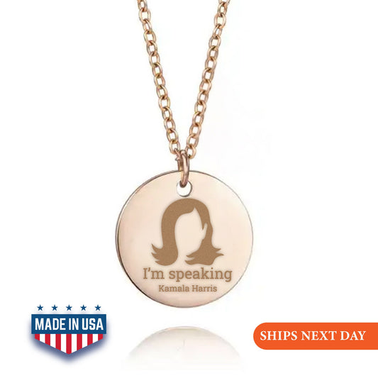I'm Speaking Kamala Harris Necklace, President Kamala Harris 2024 Necklace, US Elections 2024 Necklace, Kamala Jewelry, Gift Initial Disc