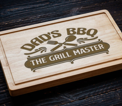 Dad's BBQ Cutting Board, Fathers Day Gift, BBQ Gift for Men's Birthday, Charcuterie Board Cutting Board, BBQ Board, Grill Gift for Dad