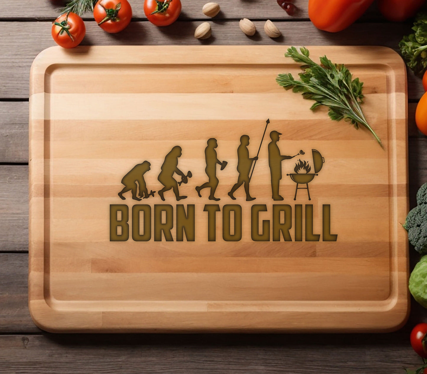 Born to Grill Cutting Board, Gifts for Husband, Griller Gifts, BBQ Gift for Men's Birthday, Charcuterie Board Cutting Board, Serving Board