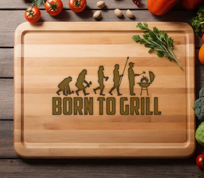 Born to Grill Cutting Board, Gifts for Husband, Griller Gifts, BBQ Gift for Men's Birthday, Charcuterie Board Cutting Board, Serving Board