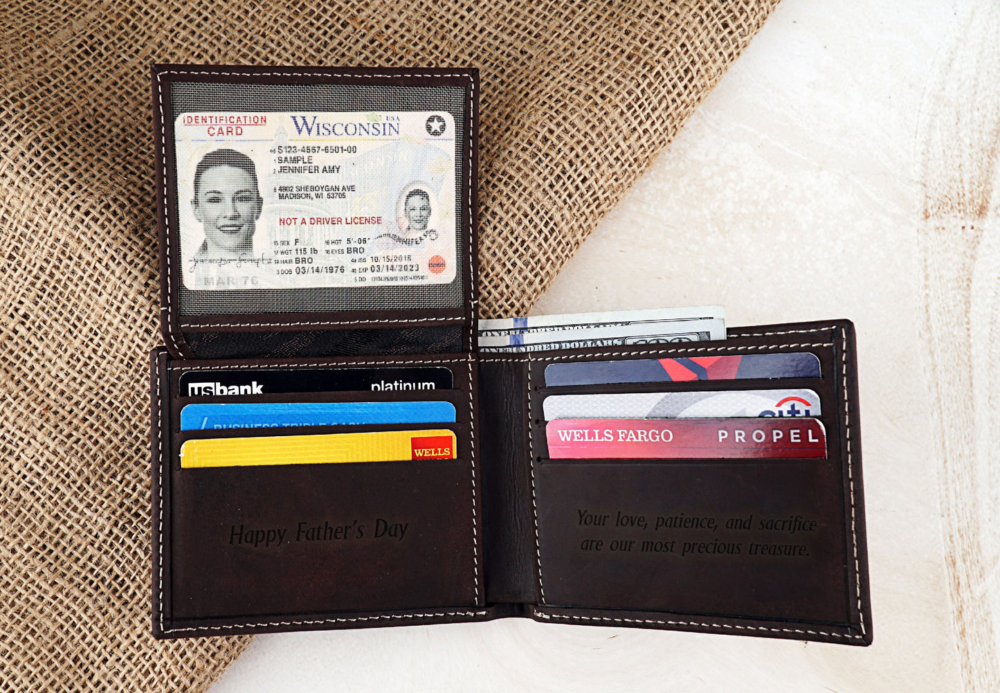 Lion Drawing Leather Wallet, Fathers Day Gift, Bifold Wallets for Men, Engraved Genuine Leather, Animal Art Wallet, Anniversary Gift For Him