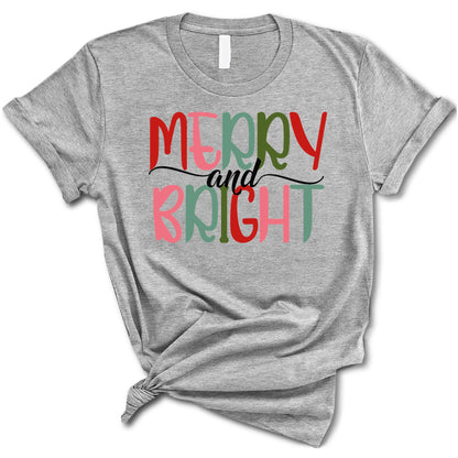 Merry and Bright Shirt, Christmas T-shirt, Family Christmas Shirt, Christmas Shirts for Women, Merry Christmas Shirt, Merry Christmas Crewneck, Cute Winter Tees, Unique Holiday Gift