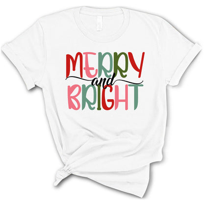 Merry and Bright Shirt, Christmas T-shirt, Family Christmas Shirt, Christmas Shirts for Women, Merry Christmas Shirt, Merry Christmas Crewneck, Cute Winter Tees, Unique Holiday Gift