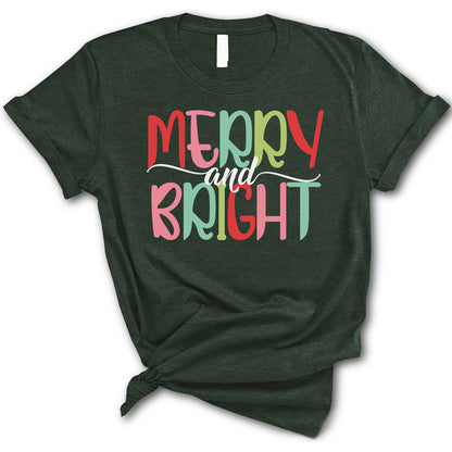 Merry and Bright Shirt, Christmas T-shirt, Family Christmas Shirt, Christmas Shirts for Women, Merry Christmas Shirt, Merry Christmas Crewneck, Cute Winter Tees, Unique Holiday Gift