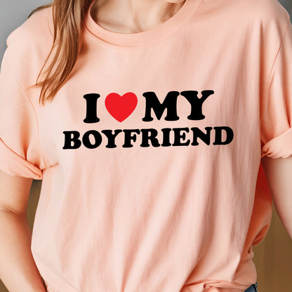 I Love My Boyfriend T-shirt, I Heart My Boyfriend Shirt, Valentine's Day Tee Shirt, Valentine Gift, Boyfriend Shirt For Him, Gift For Her, Unisex T-shirt