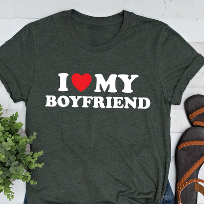 I Love My Boyfriend T-shirt, I Heart My Boyfriend Shirt, Valentine's Day Tee Shirt, Valentine Gift, Boyfriend Shirt For Him, Gift For Her, Unisex T-shirt