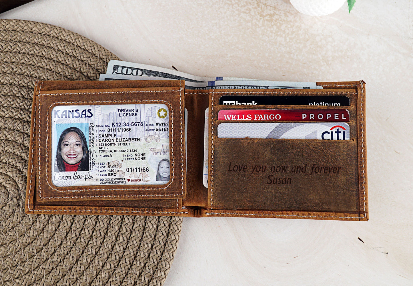 Men's Special Lion Pattern Wallet, Bifold Wallets for Men, Engraved Genuine Leather, Anniversary Gift For Him, Fathers Day Wallet