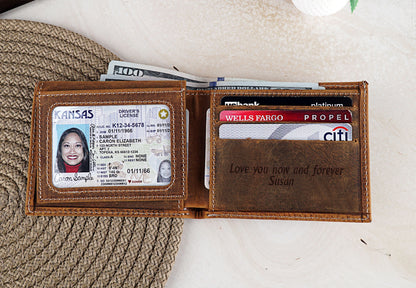 Men's Special Lion Pattern Wallet, Bifold Wallets for Men, Engraved Genuine Leather, Anniversary Gift For Him, Fathers Day Wallet