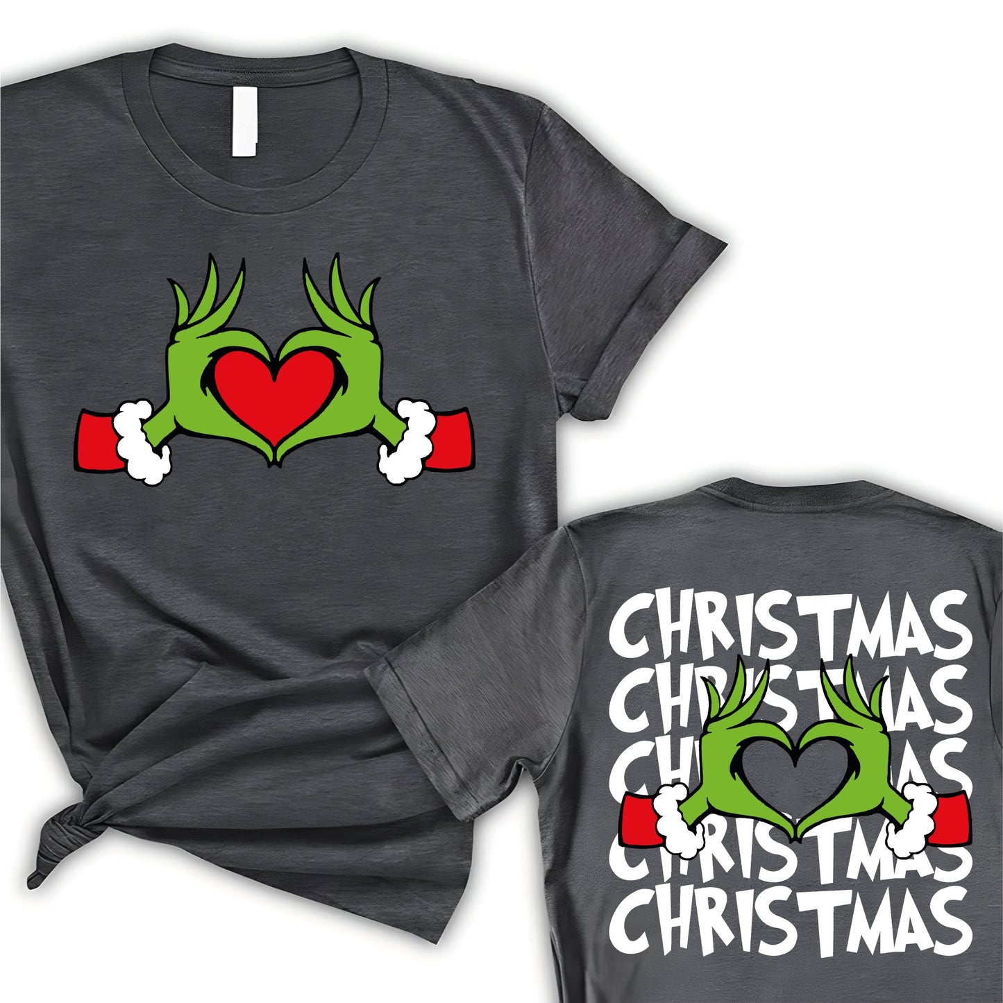 Christmas Heart Hand Shirt, Christmas Shirt, Xmas Green Monster Shirt, Christmas T-shirt, Gift For Christmas, Merry Xmas Tee, Santa Tee,  Xmas Family Matching Tee