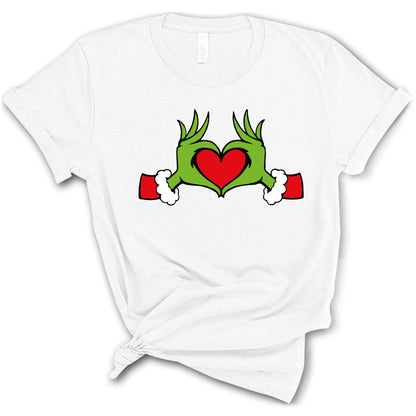 Christmas Heart Hand Shirt, Christmas Shirt, Xmas Green Monster Shirt, Christmas T-shirt, Gift For Christmas, Merry Xmas Tee, Santa Tee,  Xmas Family Matching Tee