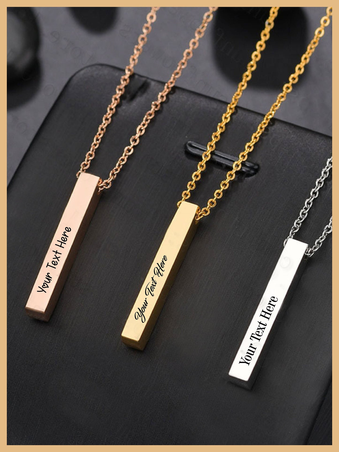 Personalized Valentines Gift Vertical Bar Necklace, Mothers Day Necklace Gift, Christmas Gifts Bar Pendant, Customized Bar Necklace for Mom