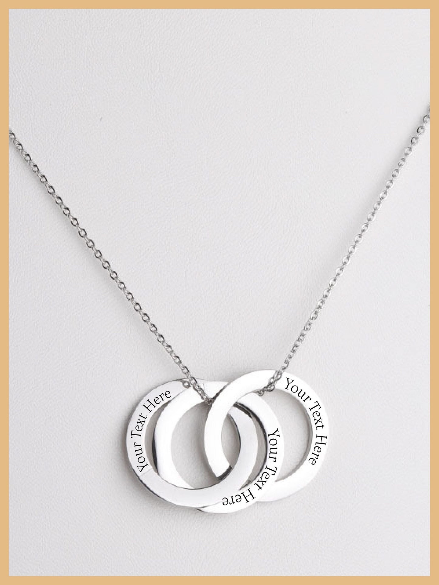 Family Necklace, Personalized Gift, Linked Circle Necklace, Custom Children Name Rings, Eternity Necklace, Mother Gift