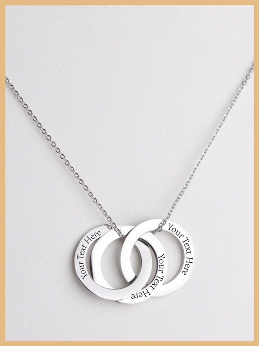 Family Necklace, Personalized Gift, Linked Circle Necklace, Custom Children Name Rings, Eternity Necklace, Mother Gift