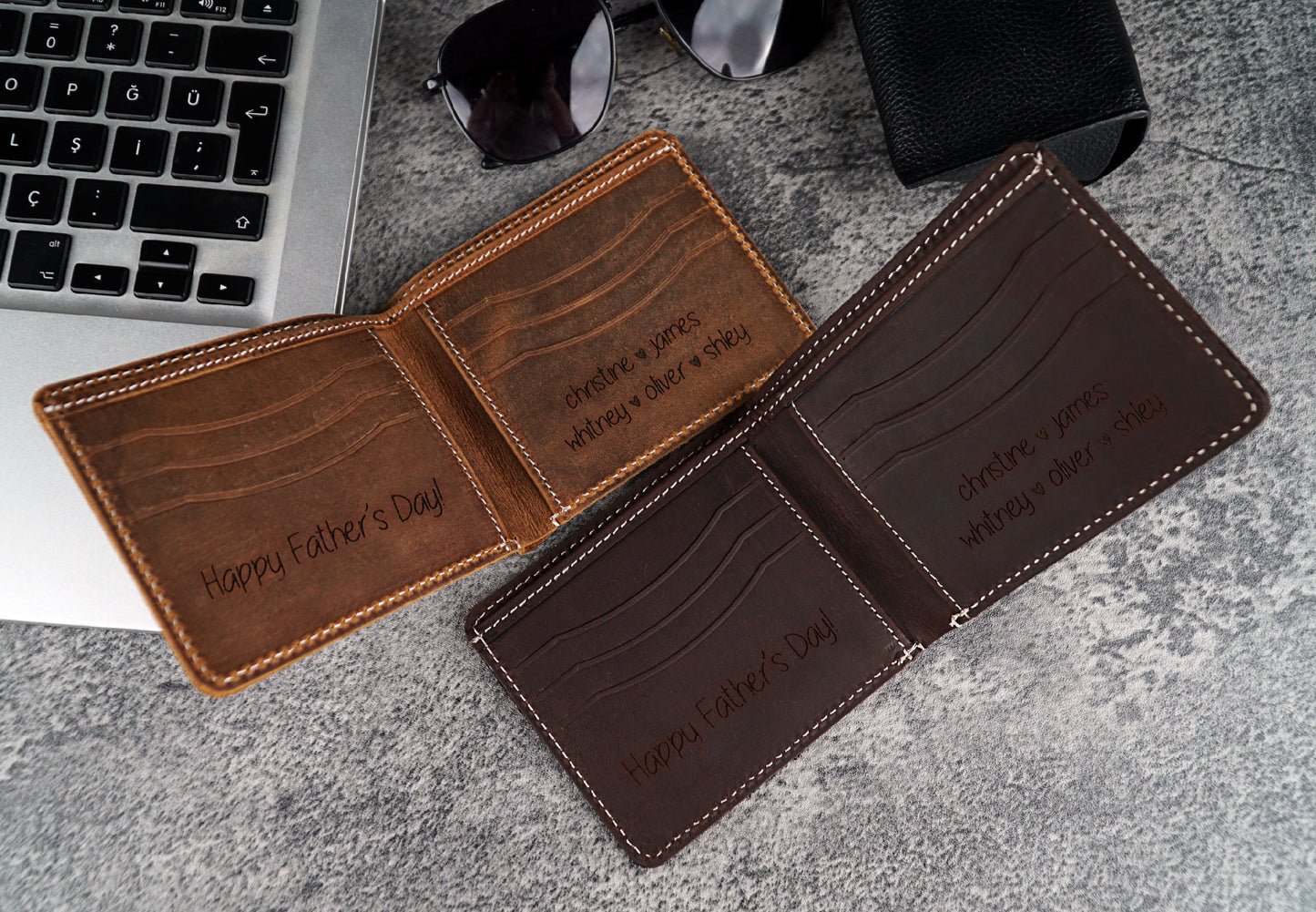 Personalized Gift Men's Wallet for Valentine, Father's Day, Bifold Wallets for Men, Engraved Genuine Leather, Anniversary Gift For Him