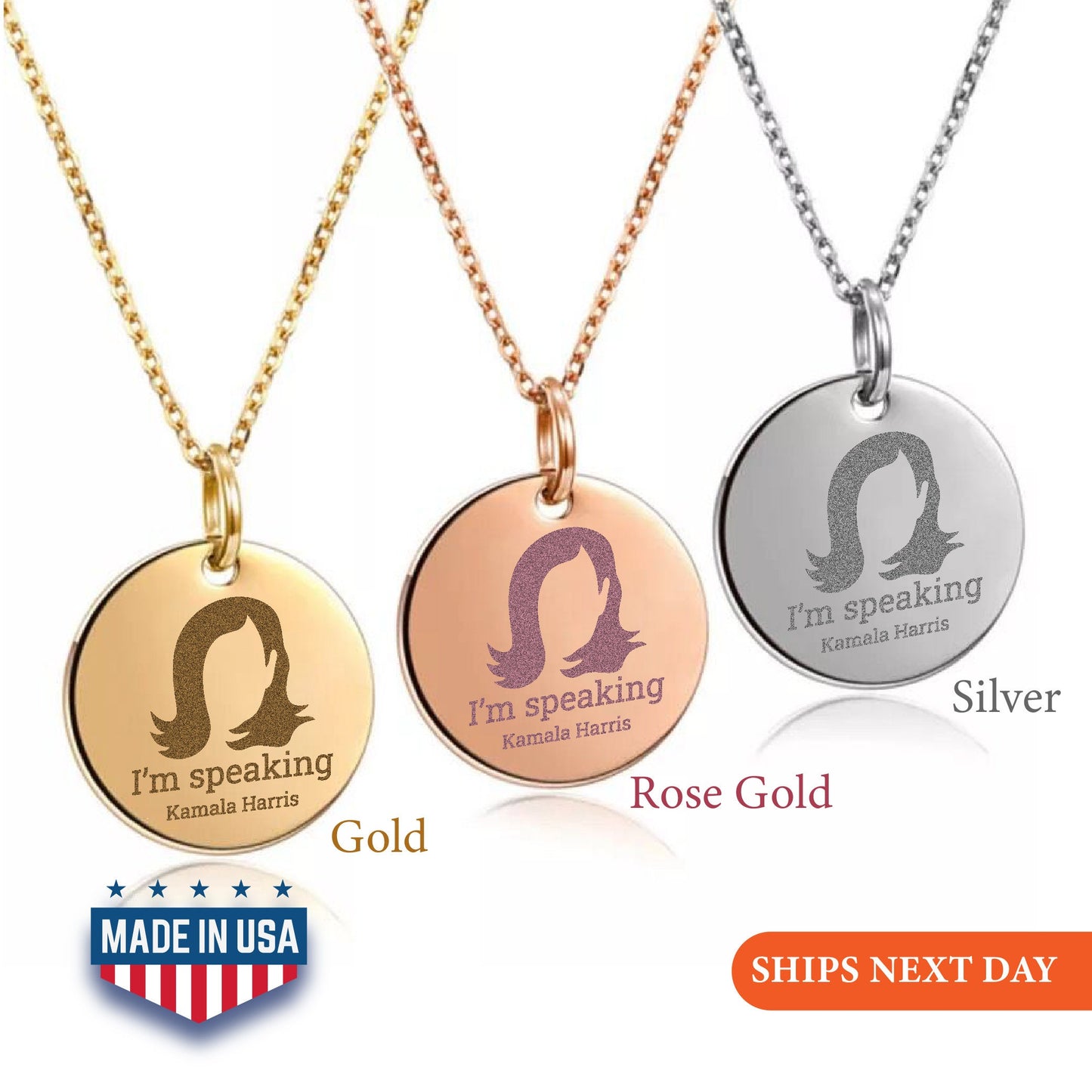 I'm Speaking Kamala Necklace, President Kamala Harris 2024 Necklace, Kamala Jewelry, US Elections 2024 Necklace, Gift Initial Disc