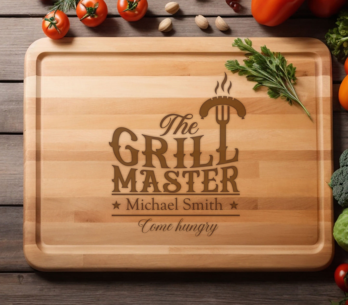 Grill Master Bamboo Cutting Board, Custom Cutting Board Gift for Husband, Gift for Dads, Birthday Boyfriend Gift, Father's Day Cutting Board