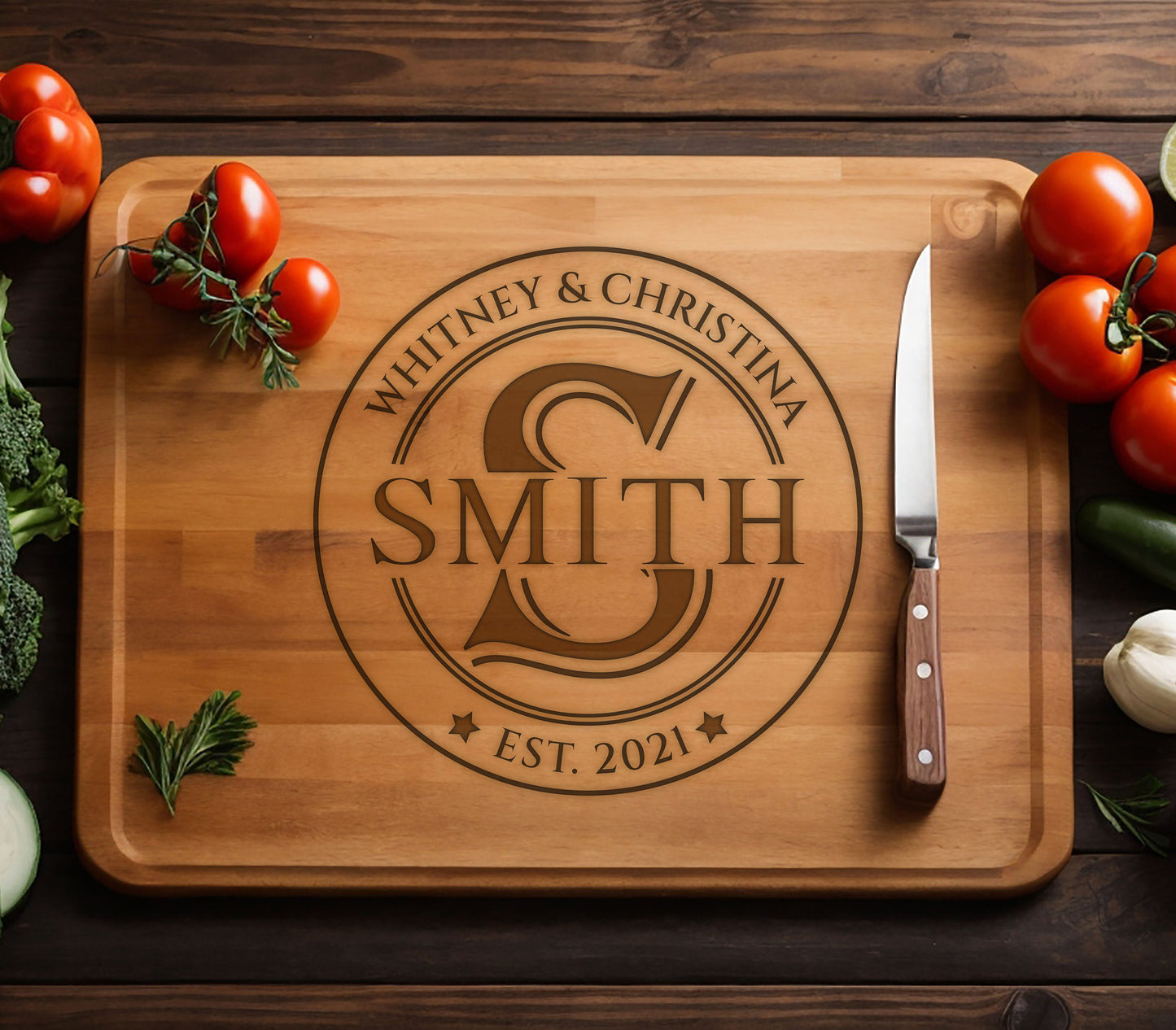 Personalized Gift Men's Cutting Board for Christmas, Fathers Day Board, Personalized Bamboo Cutting Board, Couple Name Cutting Board