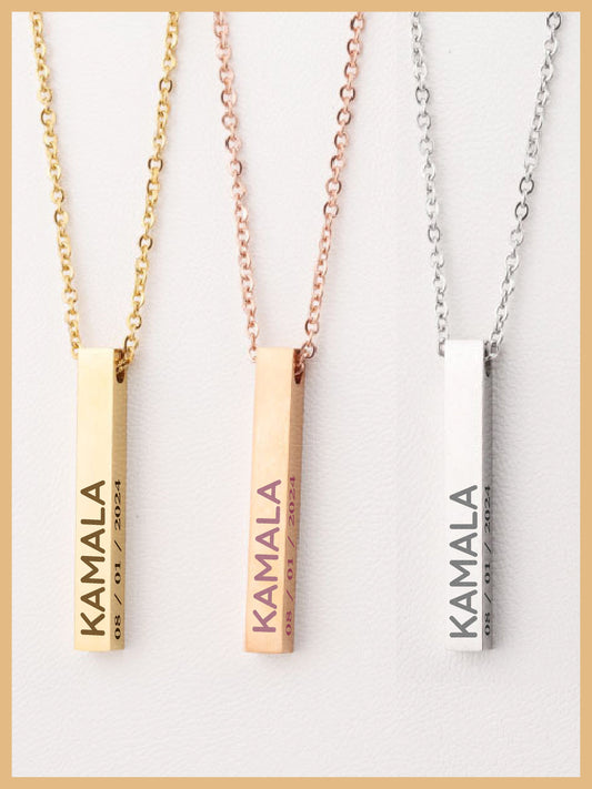 Kamala Harris Vertical Bar Necklace, Kamala Pendant, Mother's Day Gift, Feminist Necklace, Comma la Jewelry, Kamala Jewelry