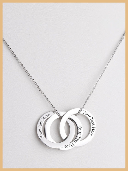 Multiple Linked Silver Ring Necklace, Custom Circle Necklace, Mothers Day Necklace, Personalized Necklace, Personalized Gift for Mom