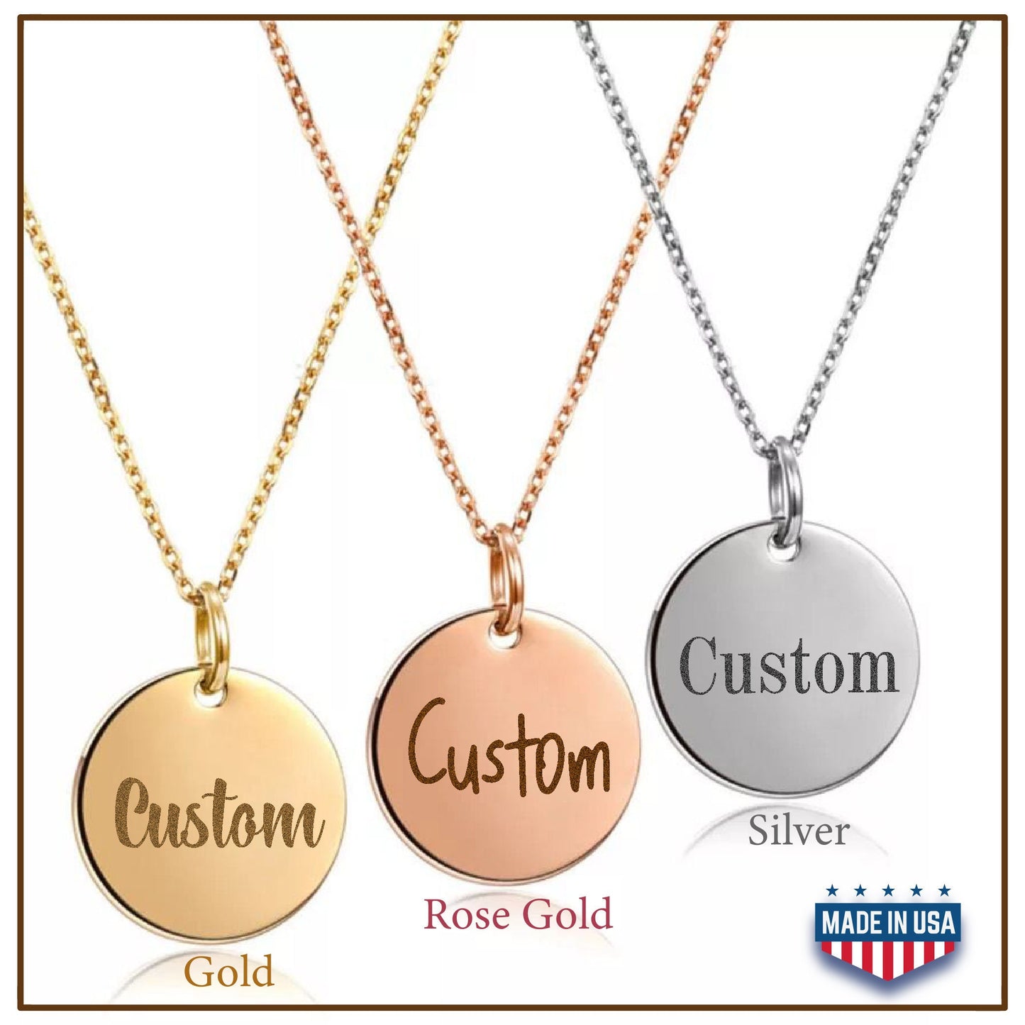 Personalized Engraved Handmade Christmas Gift Best Friends Birthday Custom Name Engraved Necklace for Women Initial Disc Gift for Mom Custom