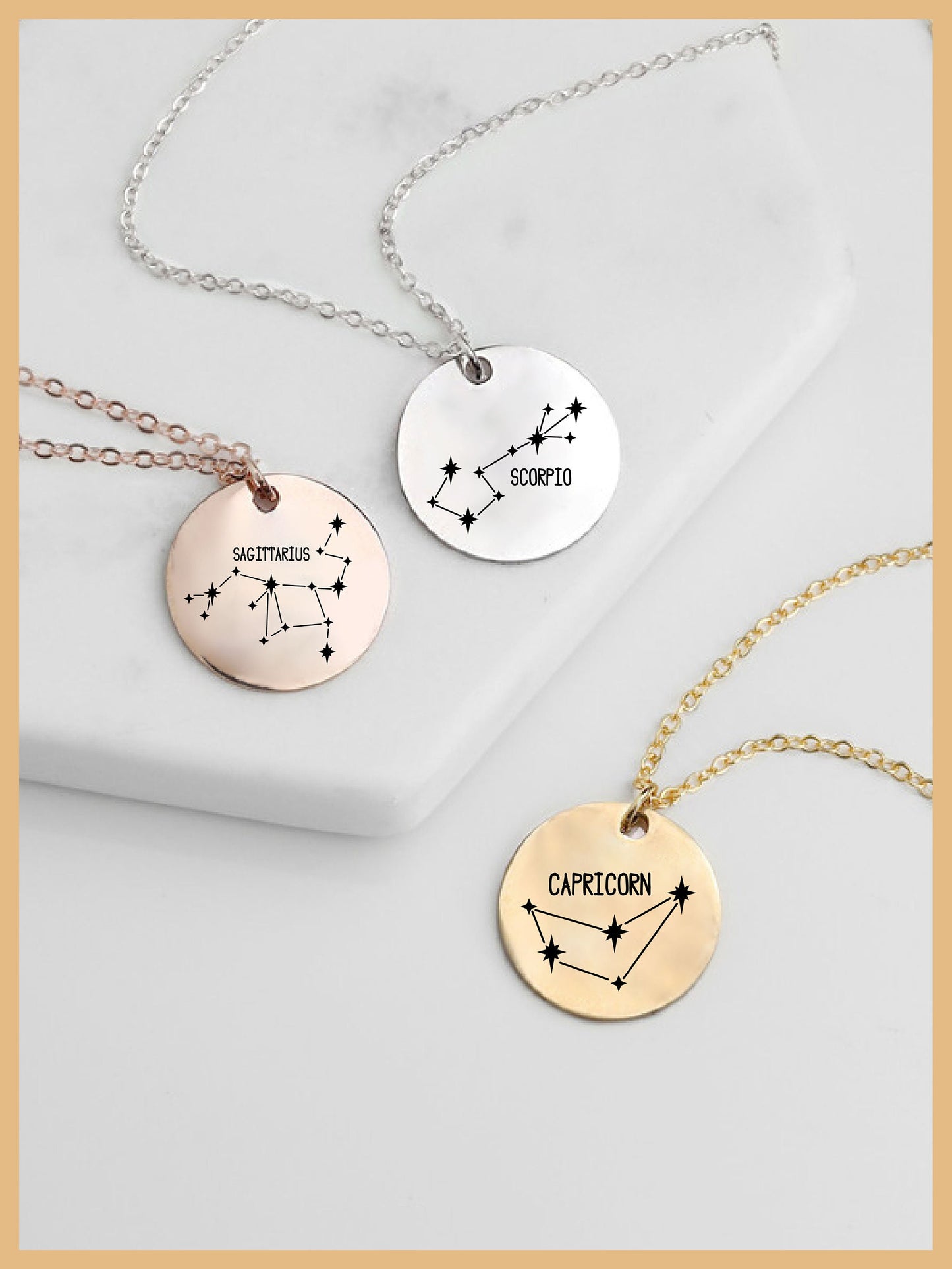 Mothers Day Gift Zodiac Sign Disc Necklace, Constellation Jewelry, Astrology Zodiac Necklace, Sagittarius, Mothers Day Necklace Gift for Mom