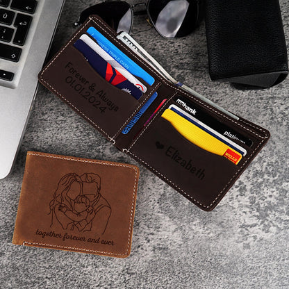 Personalized Men's Wallet with Custom Photo, Memory Gift for Dad, Personalized Leather Engraved Gifts, Father's Gift, Custom Photo Wallets