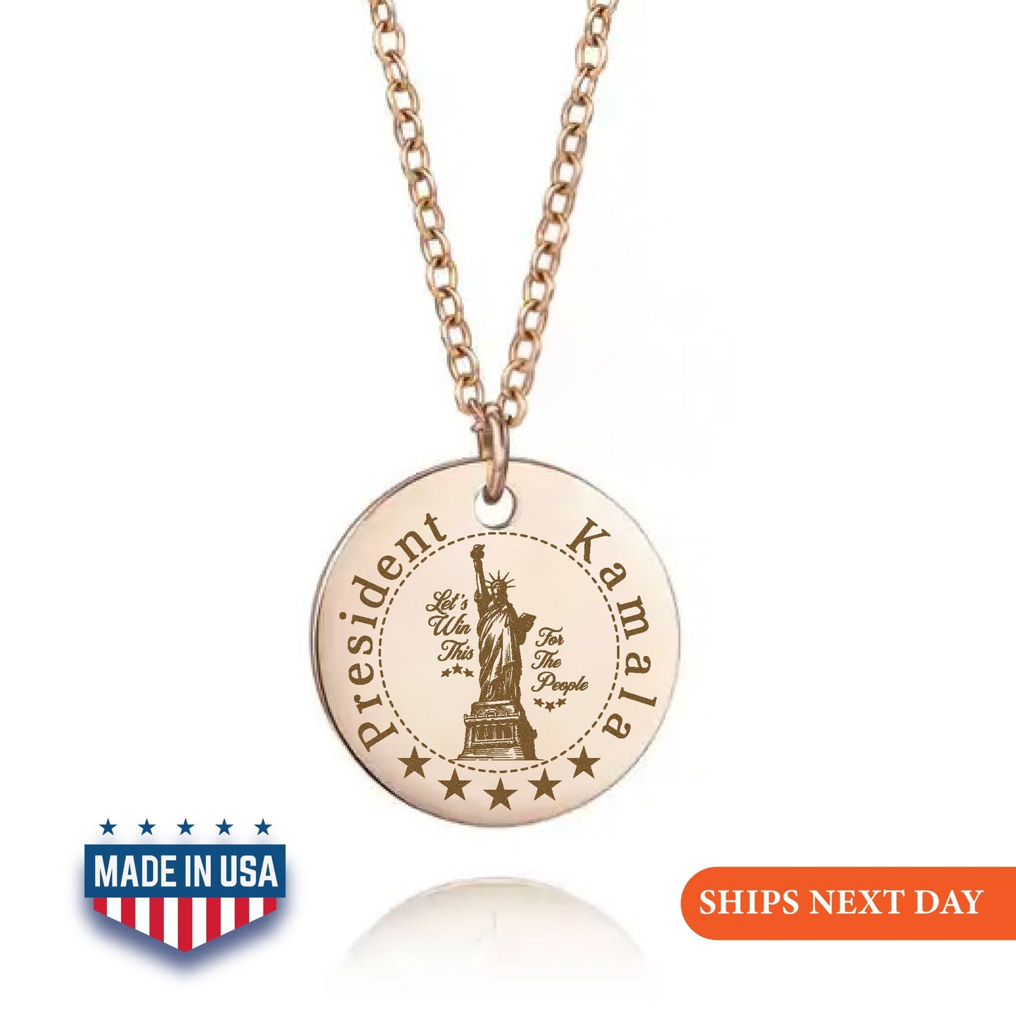 Kamala Statue of Liberty Necklace, 2024 President Kamala Harris Necklace, Kamala Freedom, US Elections 2024 Necklace, Kamala Jewelry