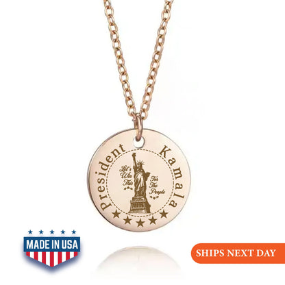 Kamala Statue of Liberty Necklace, 2024 President Kamala Harris Necklace, Kamala Freedom, US Elections 2024 Necklace, Kamala Jewelry